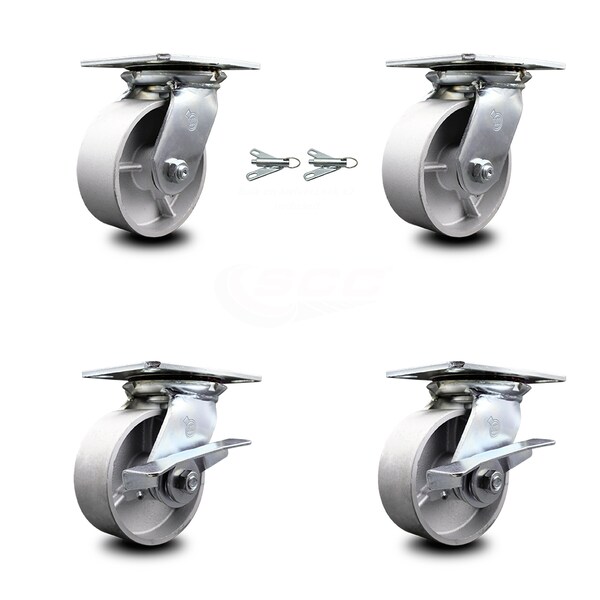 5 Inch Semi Steel Swivel Caster Swivel Locks 2 Brakes, 2PK